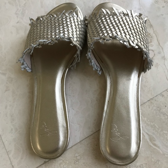 JOIE SILVER GOLD SLIDE SANDALS - Picture 2 of 2